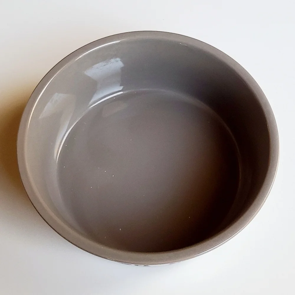 Ceramic Pottery Dog Food Bowl Gray Neutral Decor Cottagecore 7 Inch